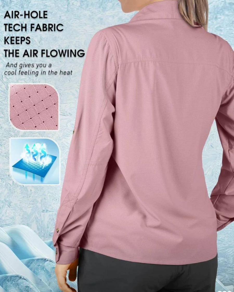 33 Women's UPF 50 Sun Protection Shirt - Quick Dry Long Sleeve UV Shirt for Fishing, Hiking, Safari & Outdoor Travel