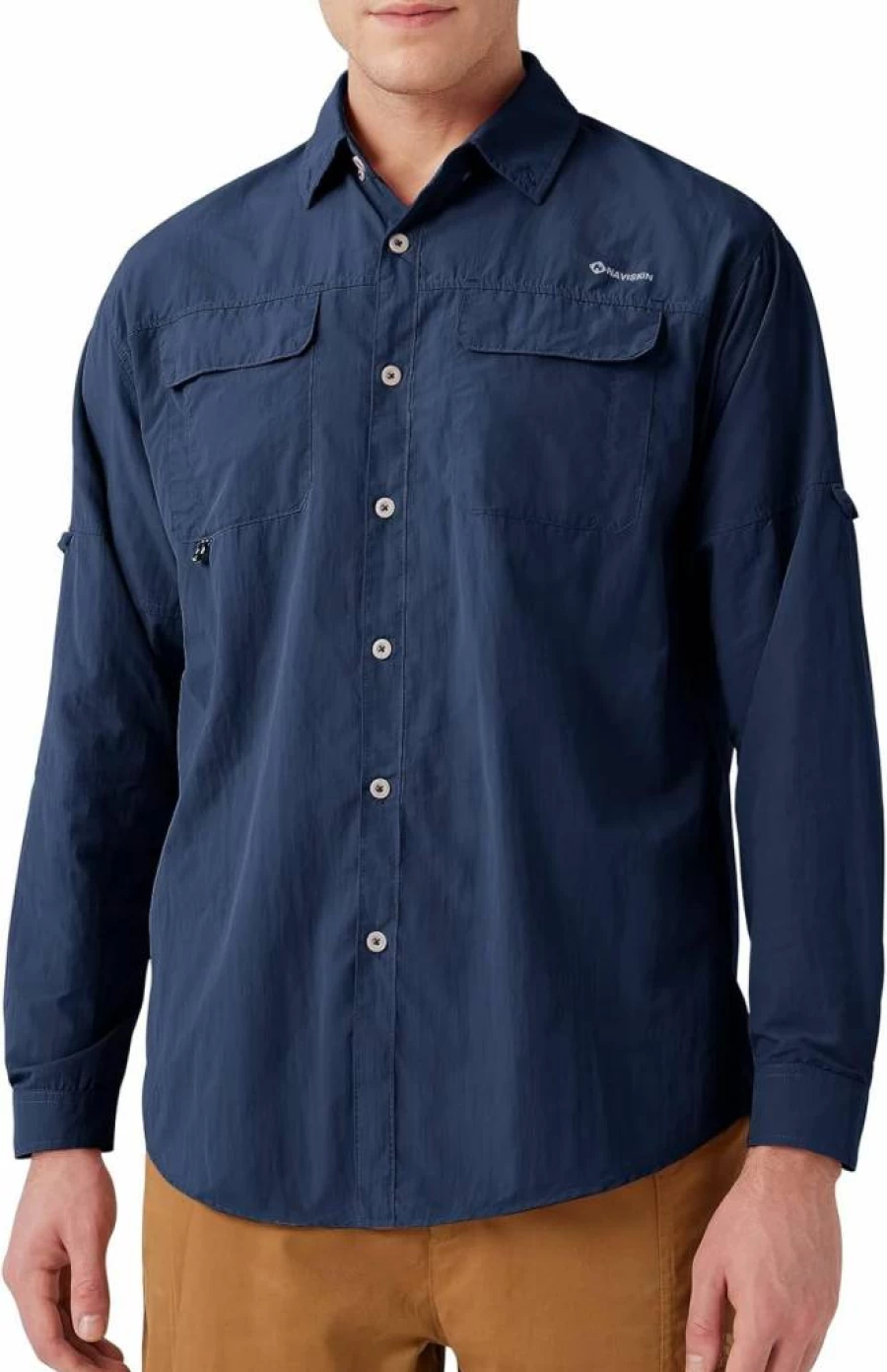 NAVISKIN UPF 50+ Men's Sun Protection Shirt - Long Sleeve Fishing & Hiking Shirt for Outdoor Camping Travel PFG