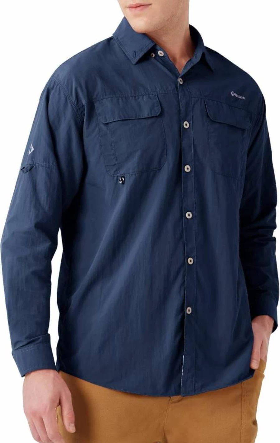 NAVISKIN UPF 50+ Men's Sun Protection Shirt - Long Sleeve Fishing & Hiking Shirt for Outdoor Camping Travel PFG