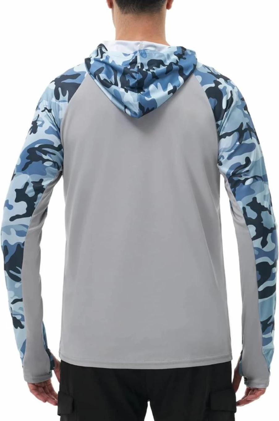 FISHEAL Men's UPF 50 Camo Fishing Hoodie with Thumbholes - Quick-Dry Sun Protection Long Sleeve Shirt for Performance & Outdoor Activities