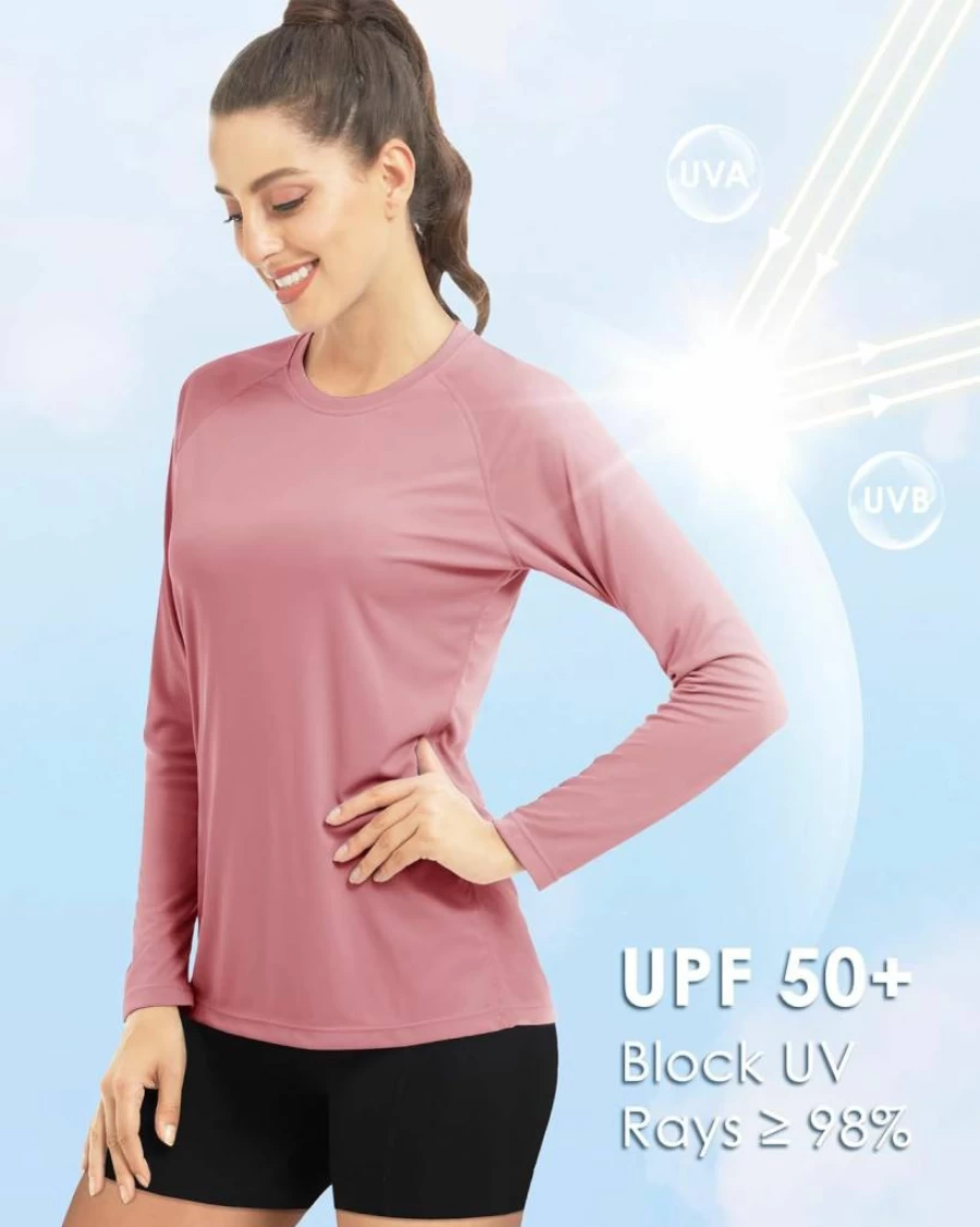 Boladeci Women's UPF 50+ Long Sleeve Rash Guard Swim Shirt - Quick Dry UV Protection Lightweight Workout Top for Swimming & Outdoor Activities