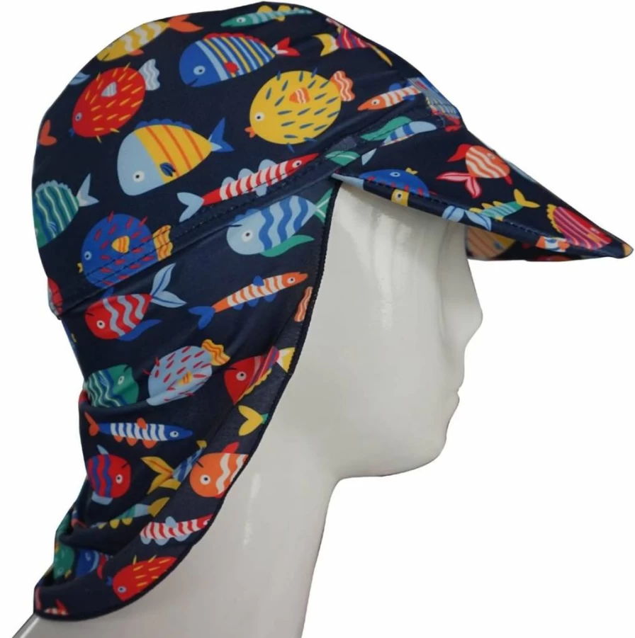 BONVERANO UPF 50+ Baby Sun Protection Suit with Zip & Sun Hat - Colorful Fish Print for Infants 3-6 Months