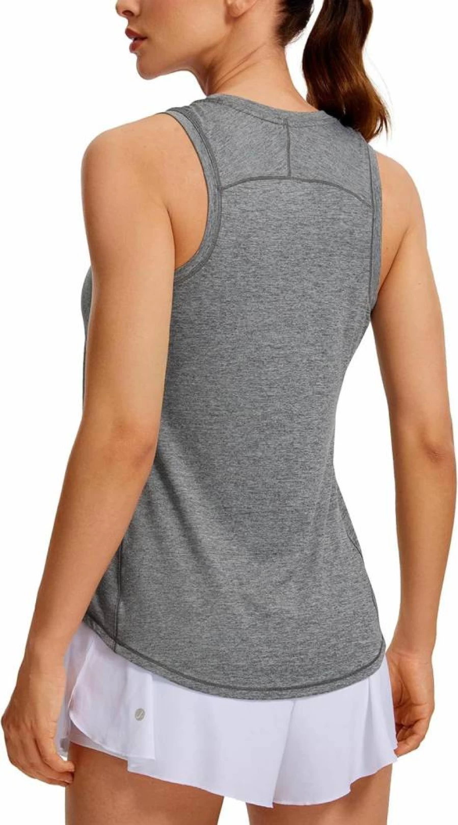 CRZ YOGA Women's Lightweight Racerback Workout Tank Top - High Neck Athletic Running Shirt Sleeveless Yoga Apparel