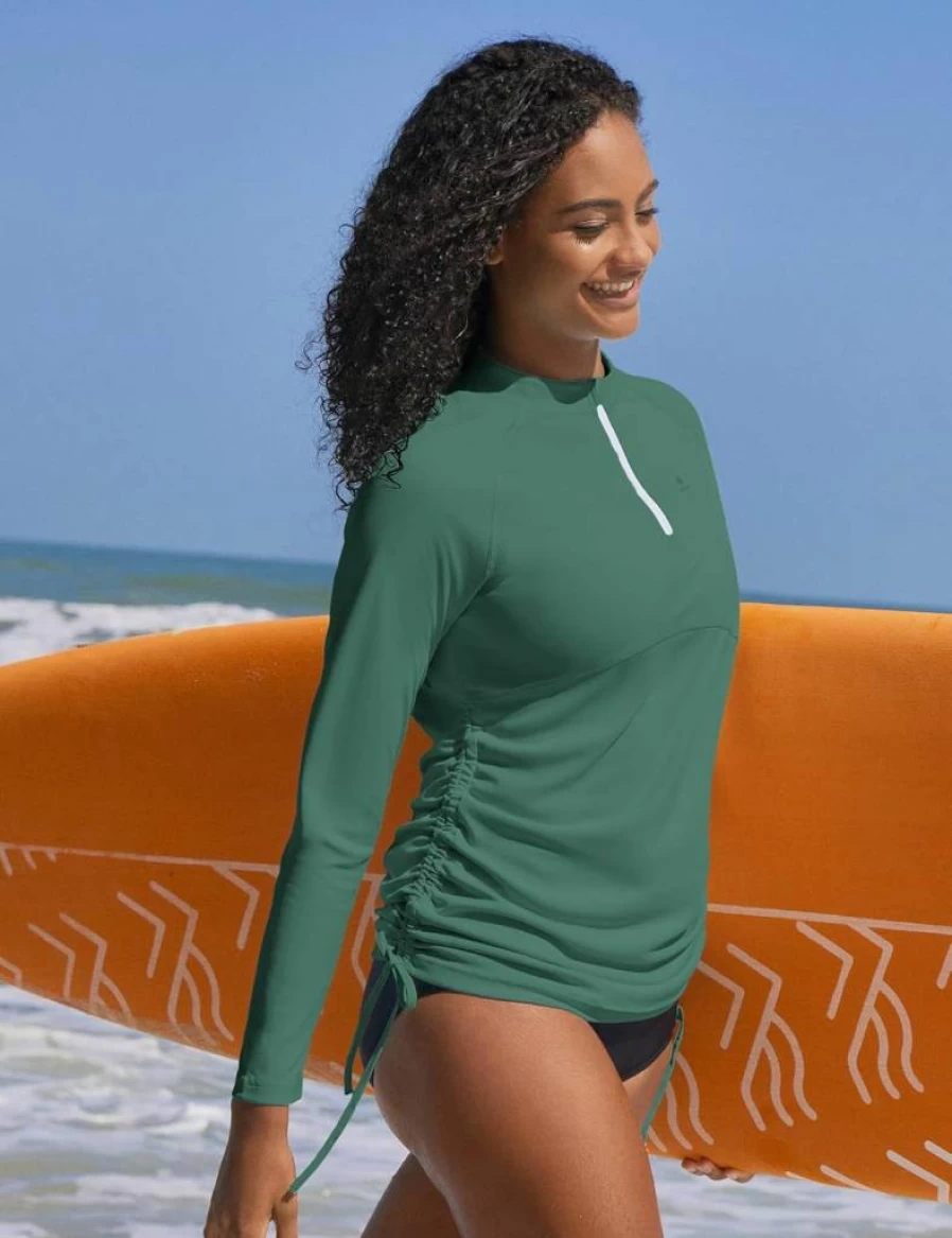 Ewedoos Women's UPF 50+ Long Sleeve Rash Guard Swim Shirt - SPF Sun Protection UV Swimwear for Swimming & Outdoor Activities