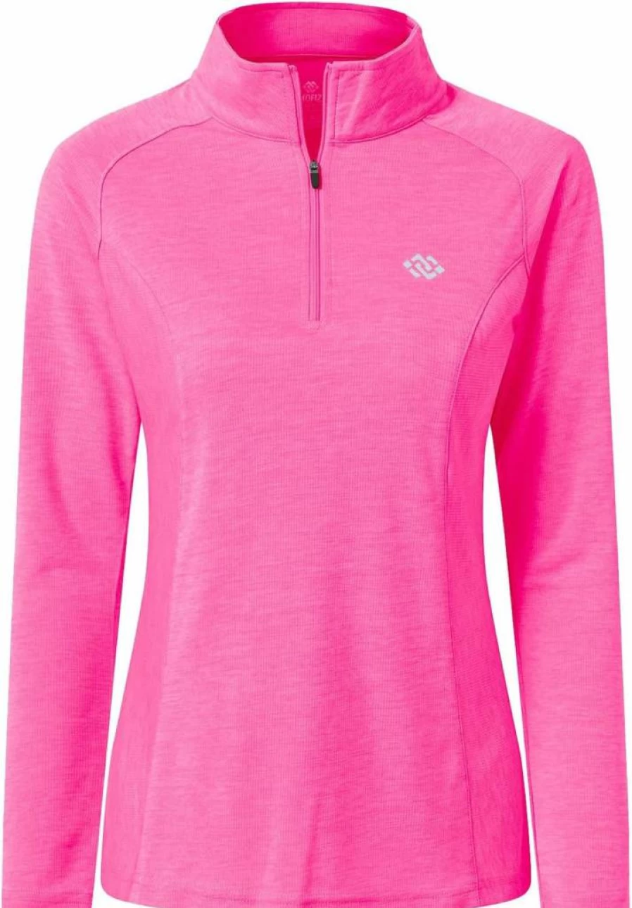 MoFiz Women's 1/4 Zip Long Sleeve Golf Polo Shirt - UPF 50+ Sun Protection, Quick Dry Moisture Wicking Athletic Top for Golf, Hiking & Workouts