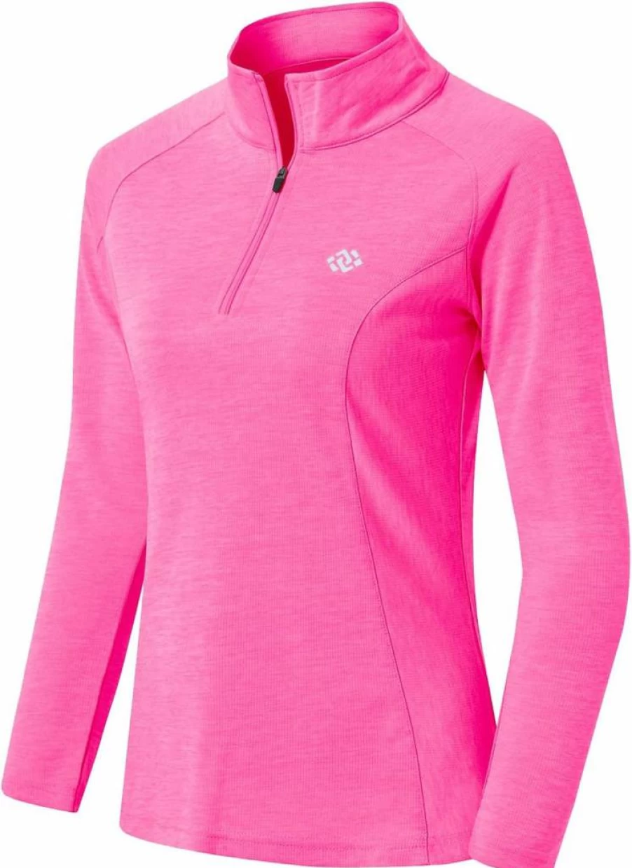 MoFiz Women's 1/4 Zip Long Sleeve Golf Polo Shirt - UPF 50+ Sun Protection, Quick Dry Moisture Wicking Athletic Top for Golf, Hiking & Workouts