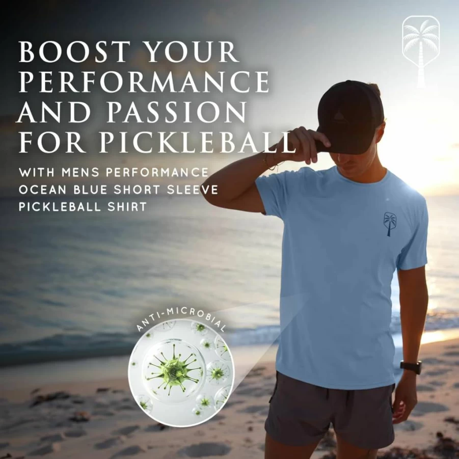 PICKLED PALM Men's Performance Short Sleeve Pickleball Shirt - UV Protection, Moisture-Wicking & Odor-Resistant Activewear
