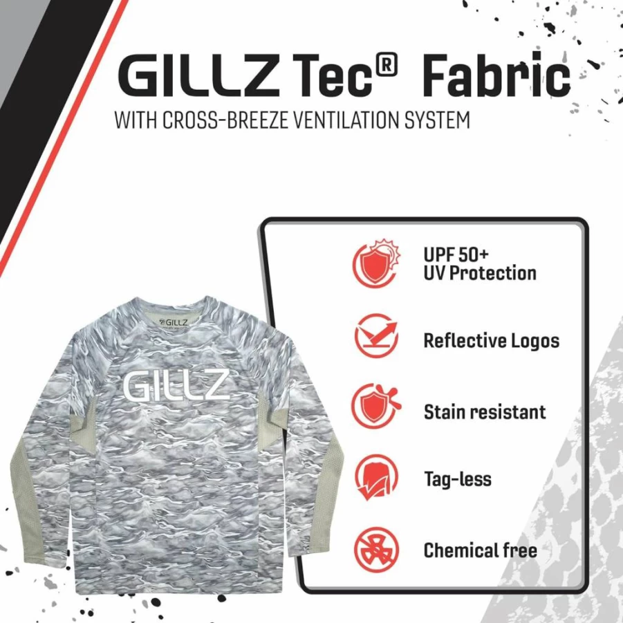 Gillz Men's UV Protective Fishing Shirt - Lightweight, Moisture Wicking, Breathable Long Sleeve Performance Top for Outdoor Activities