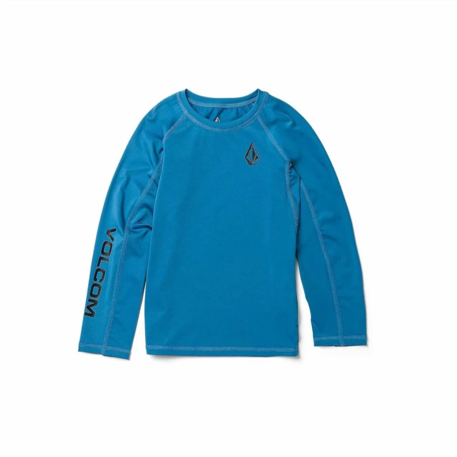 Volcom Boys' Long Sleeve Rashguard with 50+ UV Protection - Solid Color Lycra Swim Shirt
