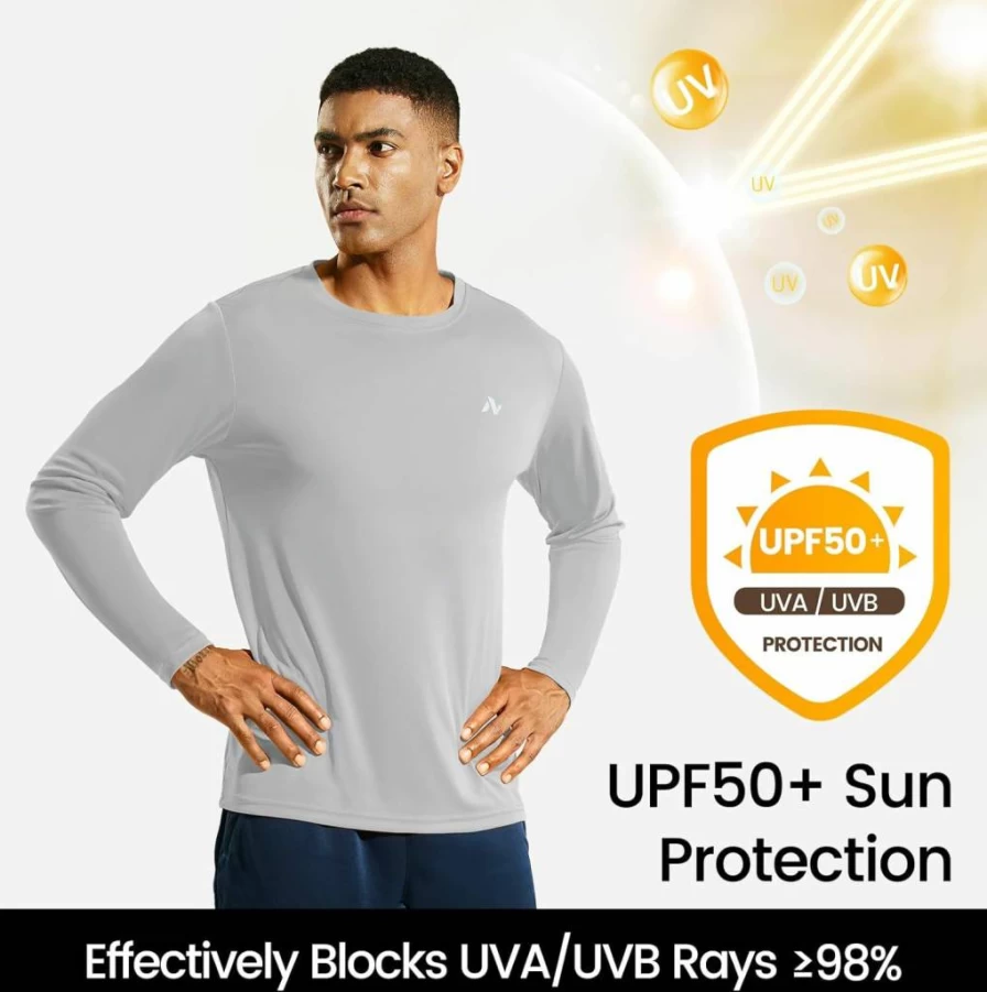 Nepest Men's Dry Fit Running T-Shirt UPF 50+ UV Protection Workout Gym Active Short Sleeve Tee