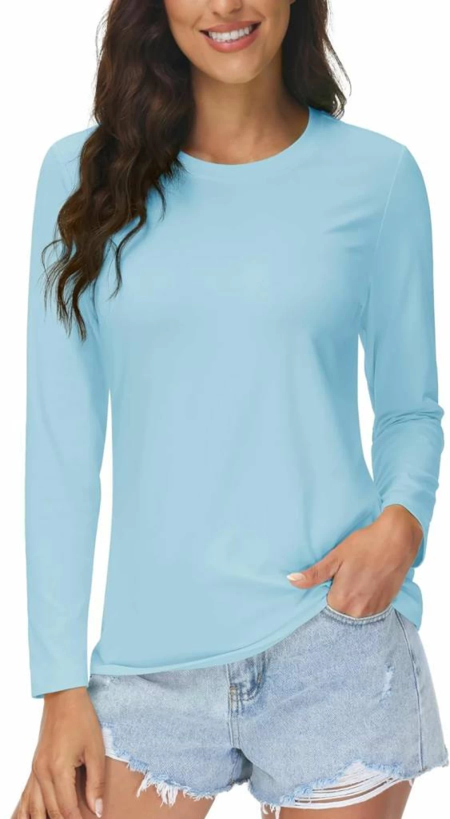 MAGCOMSEN Women's UPF 80+ Long Sleeve Athletic Shirt - Quick Dry Workout Top & Rash Guard for Swimming