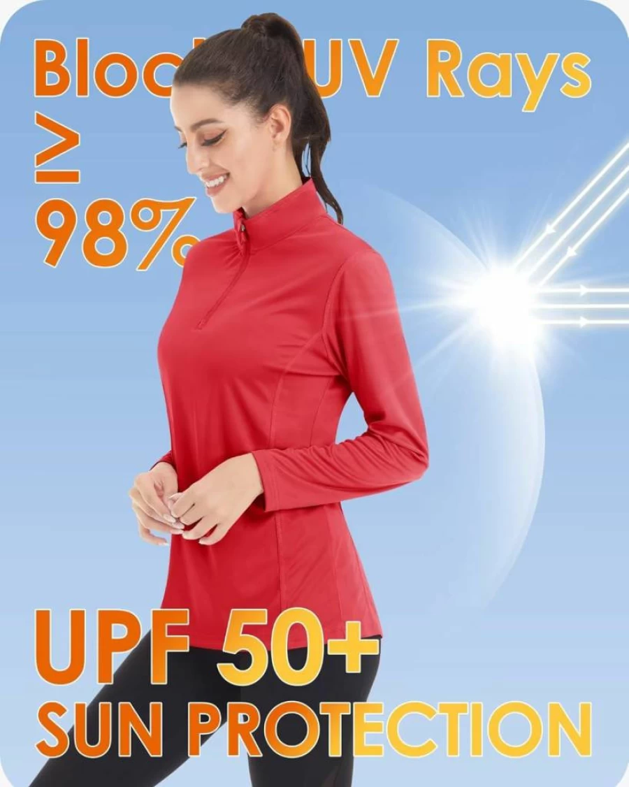 Boladeci Women's UPF 50+ Long Sleeve Golf Shirt - Lightweight Quick Dry UV Protection Athletic Top for Swimming & Outdoor Sports