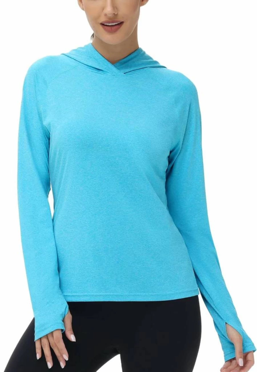 Isnowood Women's UPF 50+ Long Sleeve Rash Guard - Lightweight Sun Protection Shirt for Hiking, Running, Fishing & Outdoor Activities
