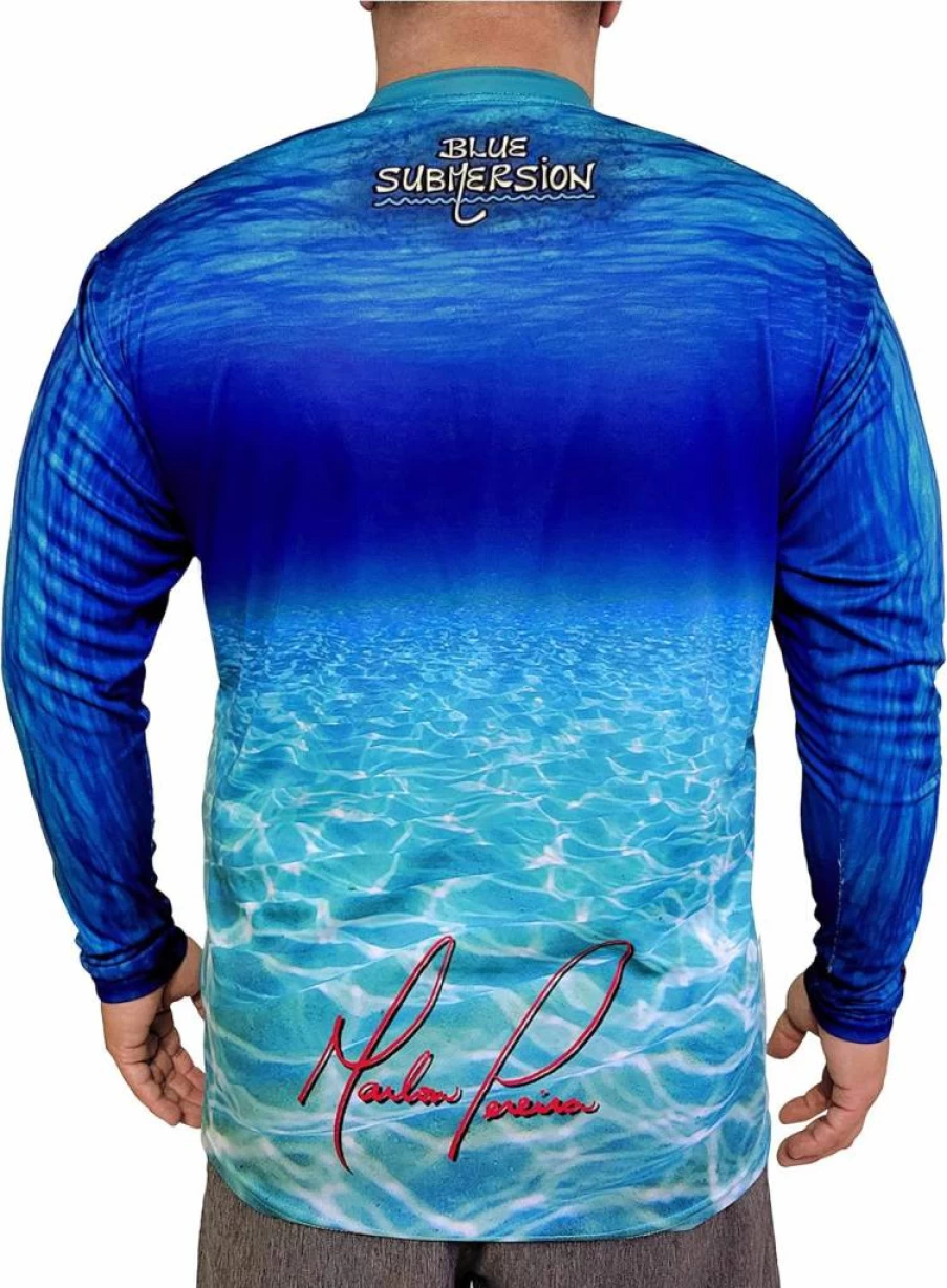 Blue Submersion UPF 40+ Sun Protection Fishing Shirt - Lightweight Quick-Dry Long Sleeve for Swimming & Outdoor Activities - Made in USA
