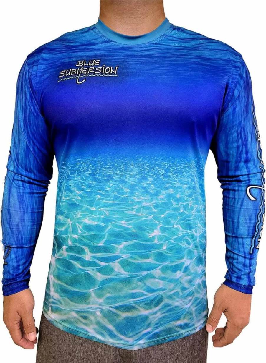 Blue Submersion UPF 40+ Sun Protection Fishing Shirt - Lightweight Quick-Dry Long Sleeve for Swimming & Outdoor Activities - Made in USA