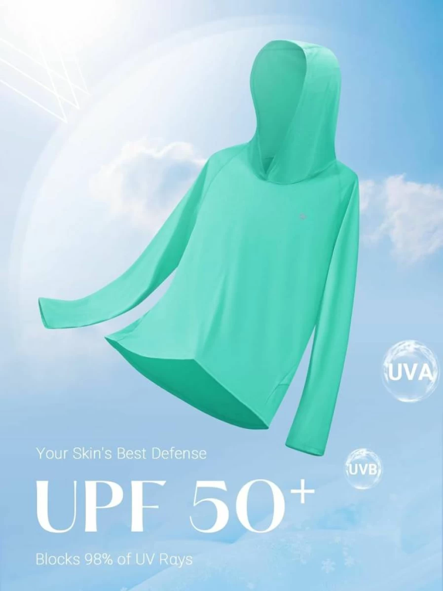 ALLZERO Women's UPF 50+ Sun Protection Hoodie - Lightweight Long Sleeve with Breathable Mesh for Outdoor Fishing & Hiking
