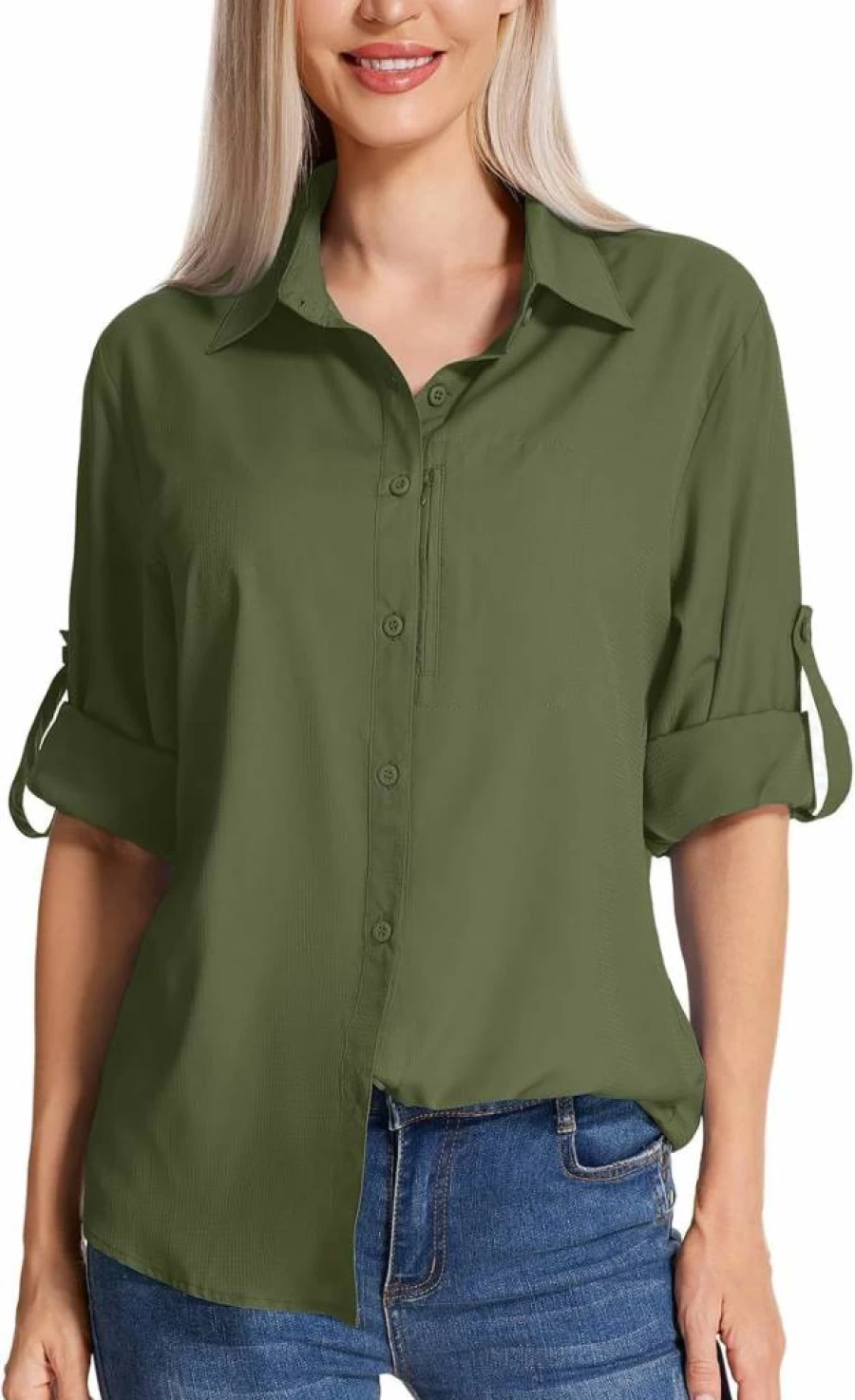 Anteef Women's UPF 50+ Sun Protection Shirt - Long Sleeve Safari Hiking & Fishing Top, Quick Dry Lightweight Cooling Shirt for Outdoor Activities