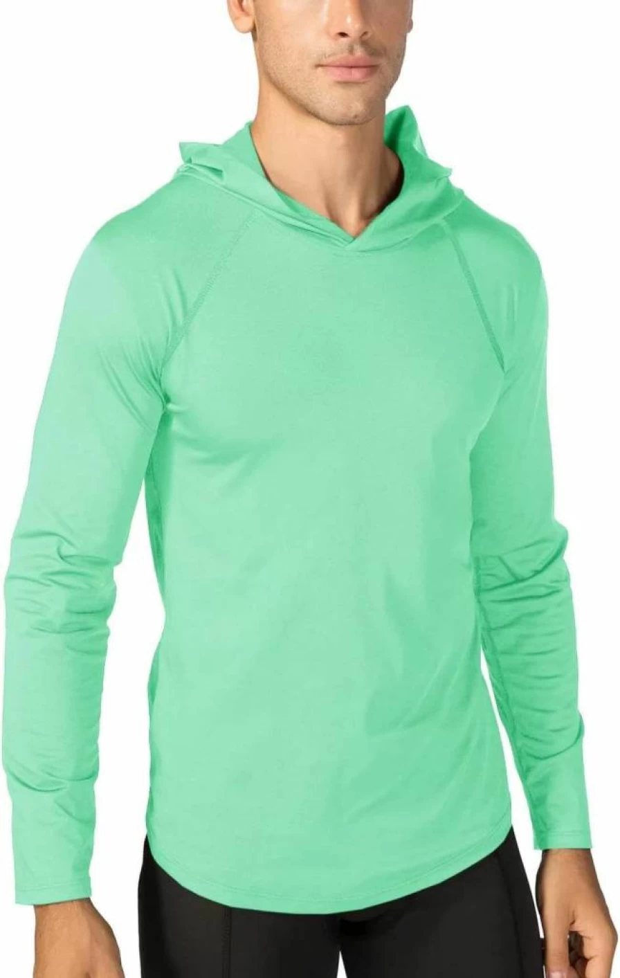 BIYLACLESEN Men's UPF 50+ Sun Protection Hooded Long Sleeve Performance Running Shirt