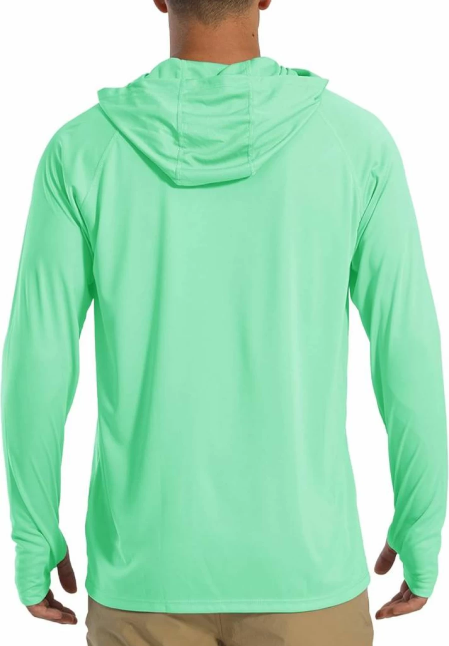 BIYLACLESEN Men's UPF 50+ Sun Protection Hooded Long Sleeve Performance Running Shirt