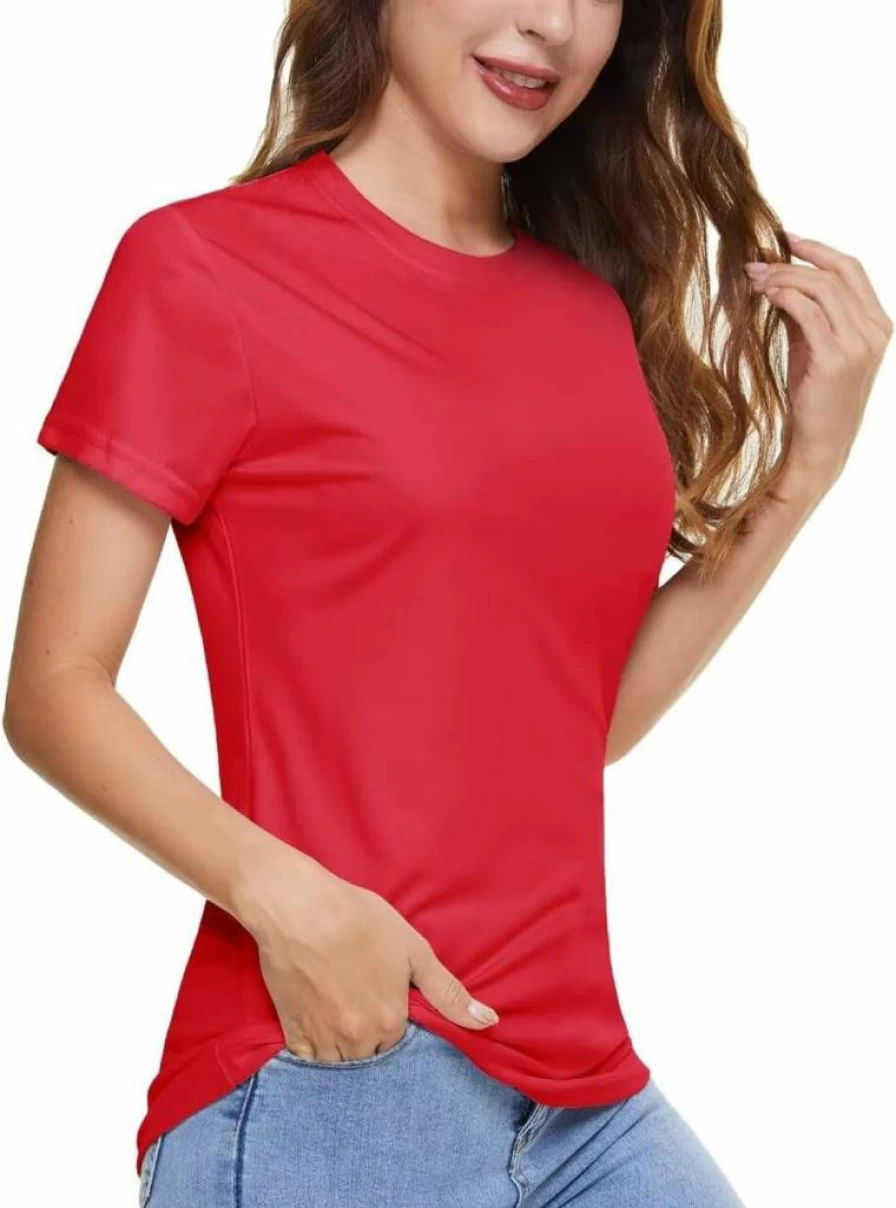 Boladeci Women's UPF 50+ UV Protection Short Sleeve Rash Guard - Quick Dry Athletic Swim Shirt for Hiking, Workout & Outdoor Activities