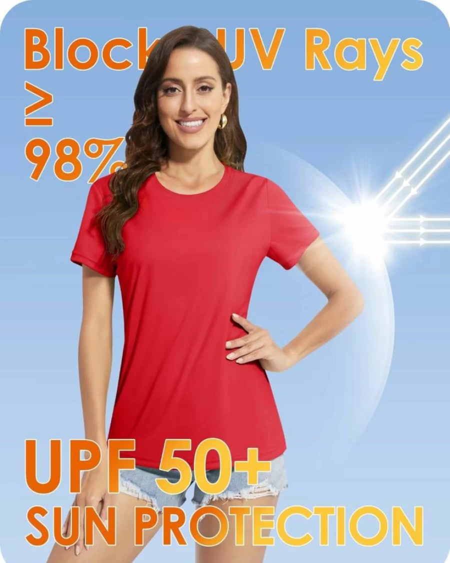 Boladeci Women's UPF 50+ UV Protection Short Sleeve Rash Guard - Quick Dry Athletic Swim Shirt for Hiking, Workout & Outdoor Activities