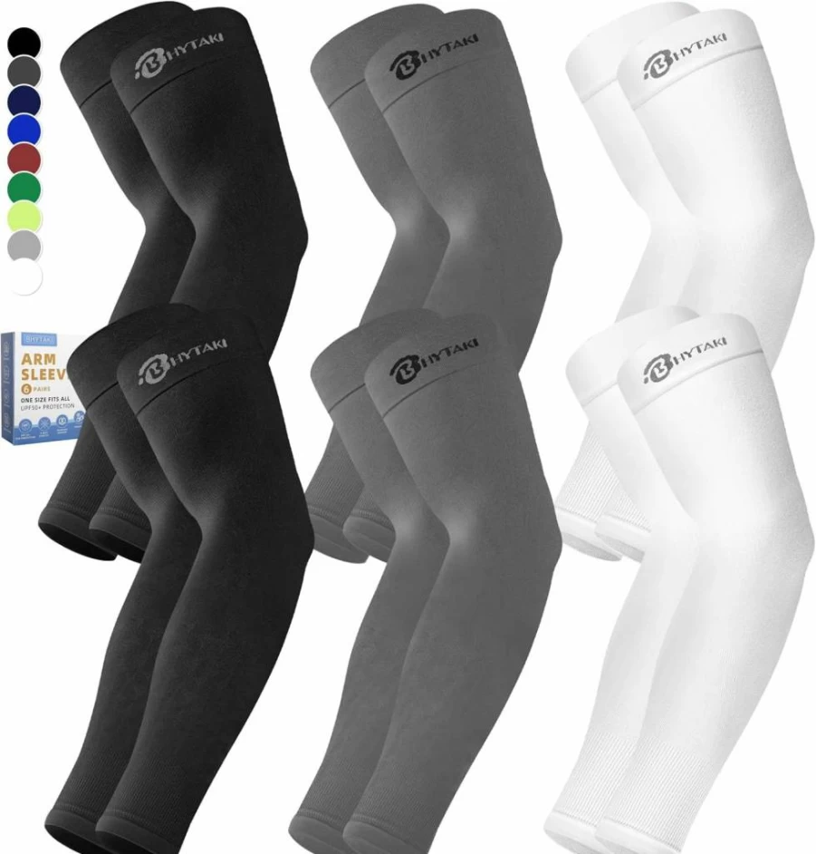 BHYTAKI UPF50+ Cooling Compression Arm Sleeves for Men & Women - UV Sun Protection, Sports & Workout, Tattoo Cover, Moisture Wicking