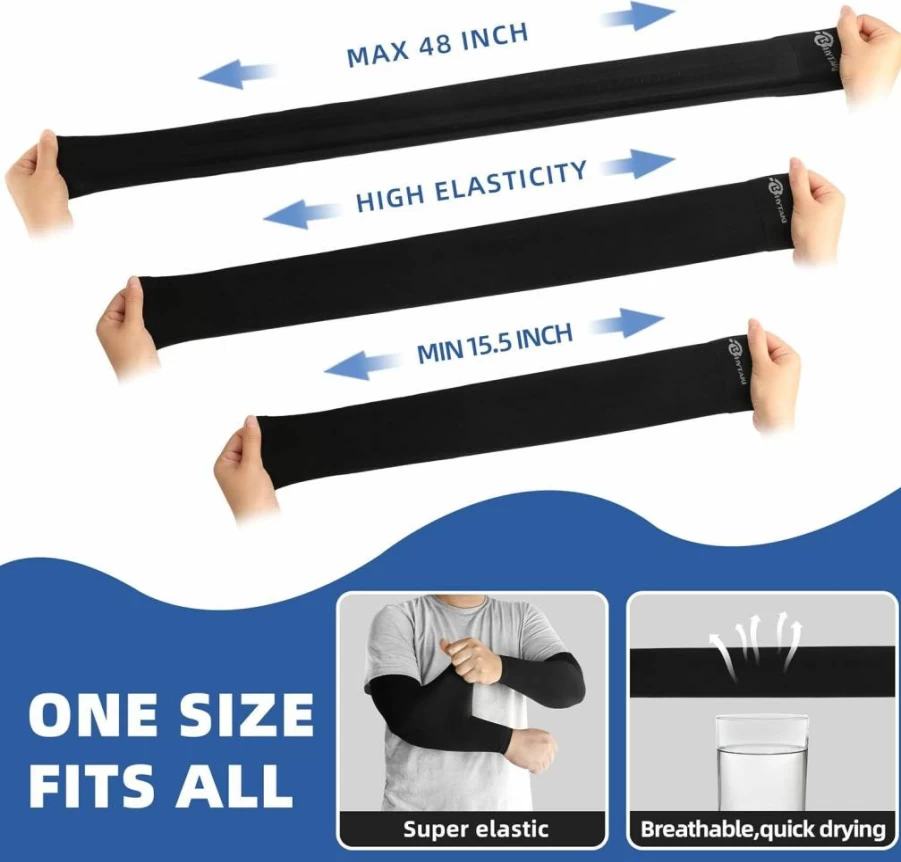 BHYTAKI UPF50+ Cooling Compression Arm Sleeves for Men & Women - UV Sun Protection, Sports & Workout, Tattoo Cover, Moisture Wicking