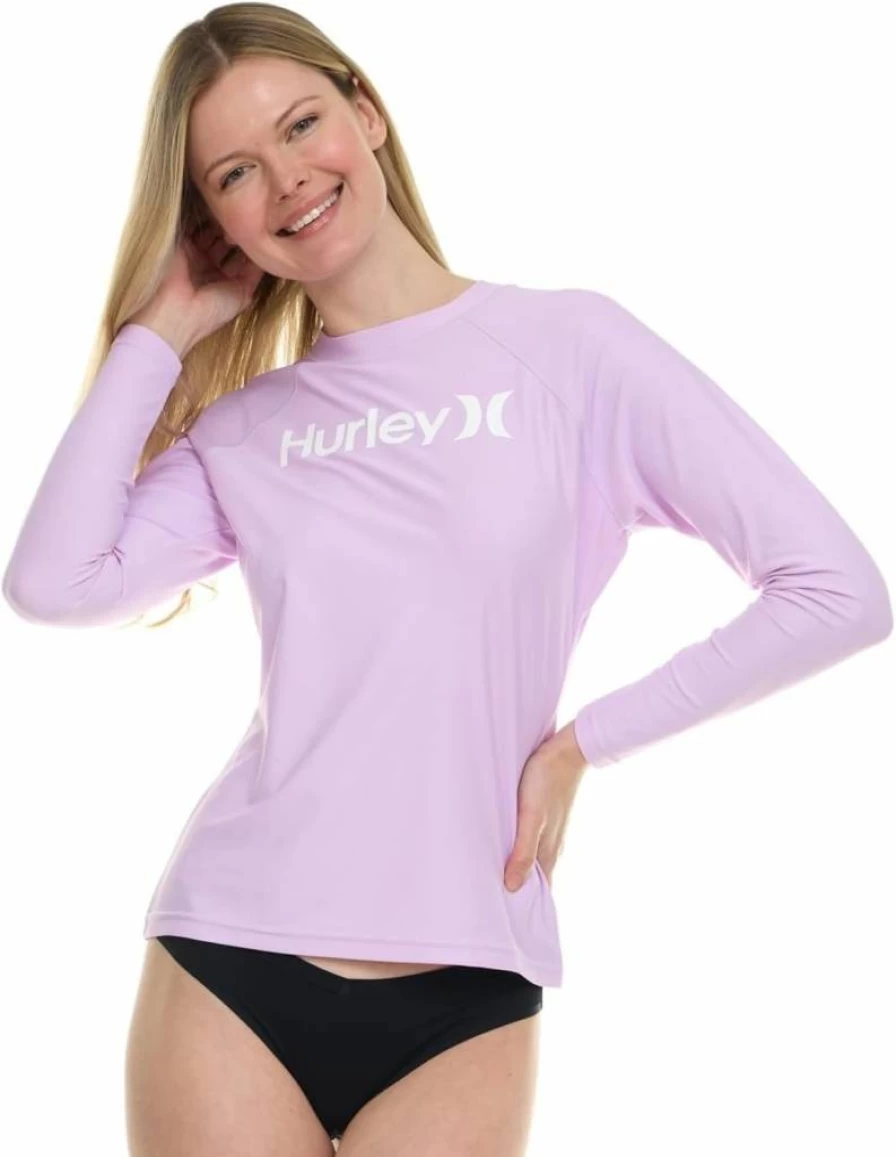 Hurley Women's UPF 50+ Long Sleeve Rash Guard Swim Shirt for UV Protection & Sun Safety