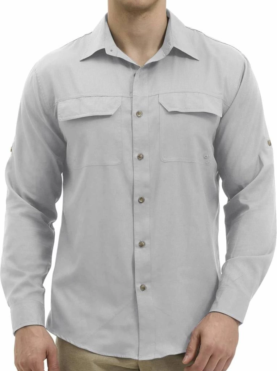BARRACUDA BAY Men's UPF 50+ Long Sleeve Sun Protection Shirt - Cooling Quick Dry UV Shirt for Fishing, Hiking, Camping & Outdoor Travel