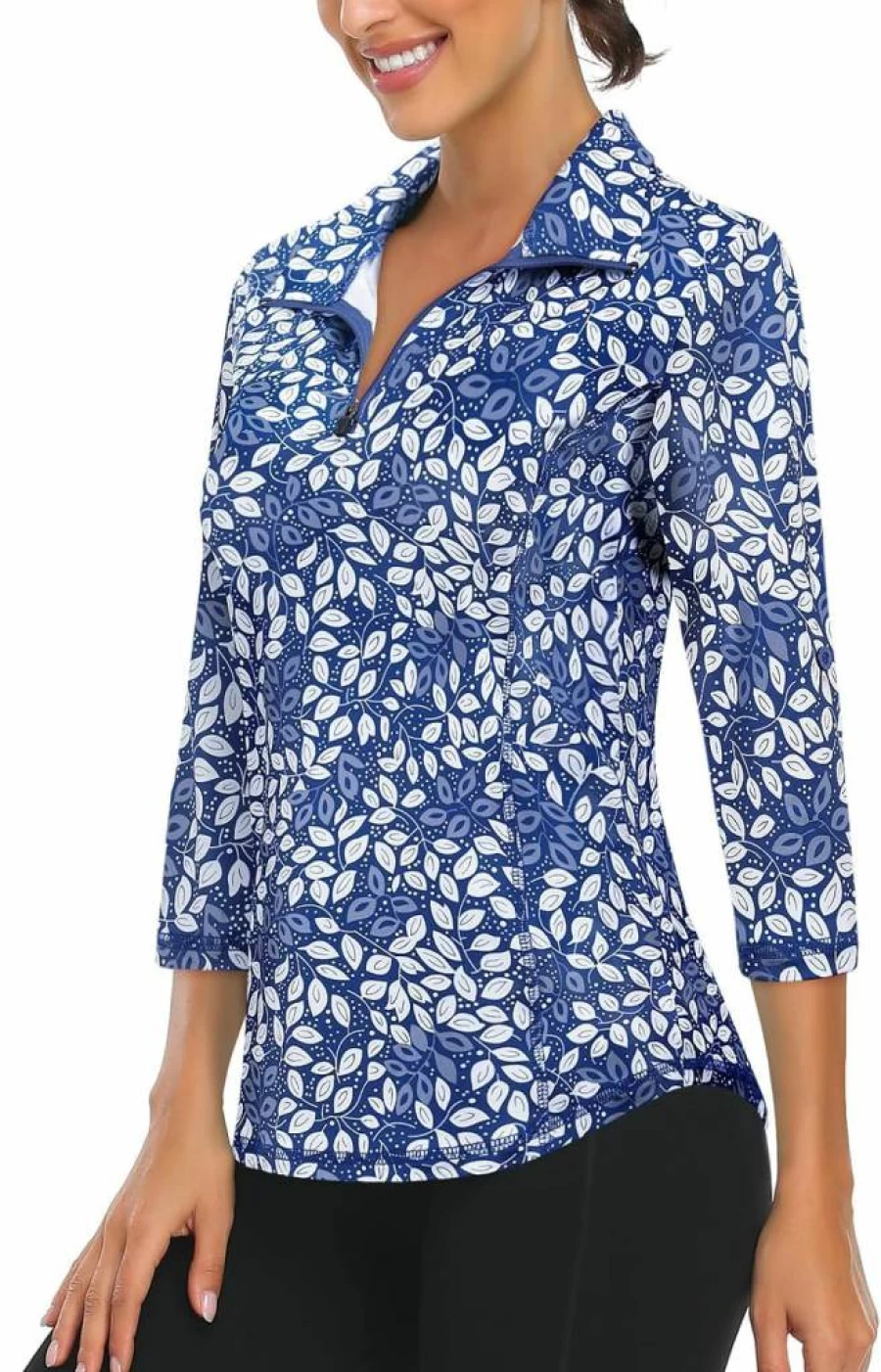 LURANEE Women's 3/4 Sleeve 1/4 Zip UPF 50+ Golf Shirt - Athletic Pullover for Hiking, Running & Workouts