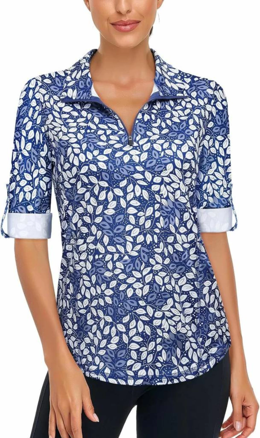 LURANEE Women's 3/4 Sleeve 1/4 Zip UPF 50+ Golf Shirt - Athletic Pullover for Hiking, Running & Workouts