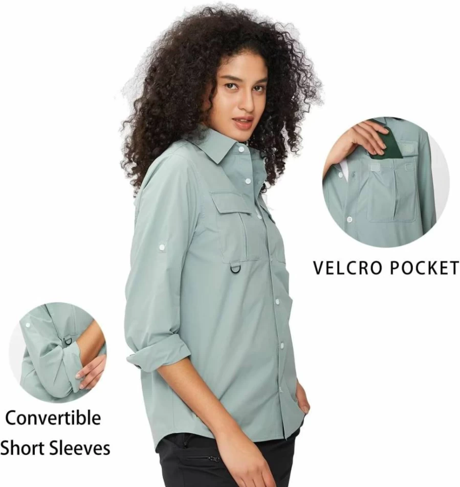 Tectop Women's UPF 50+ UV Protection Long Sleeve Shirt - Quick Dry, Breathable for Fishing, Hiking, Gardening & Outdoor Activities