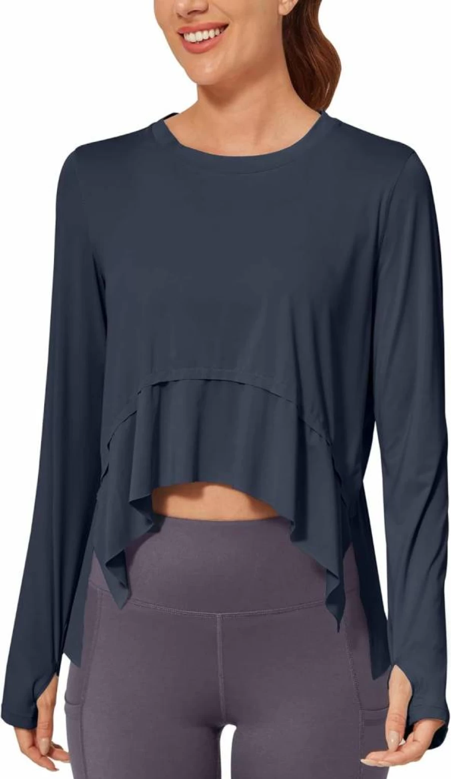 G4Free Women's Lightweight Long Sleeve Crop Top - 2024 Fall Fashion Trendy Workout Shirt