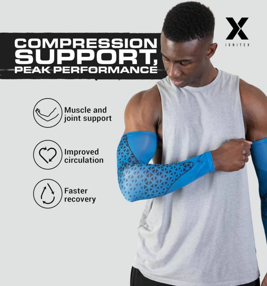 IGNITEX UPF 50+ Sun Protection Arm Sleeves for Men & Women - Cooling UV Compression Sleeves with Breathable Fabric for Outdoor Sports & Sun Shield