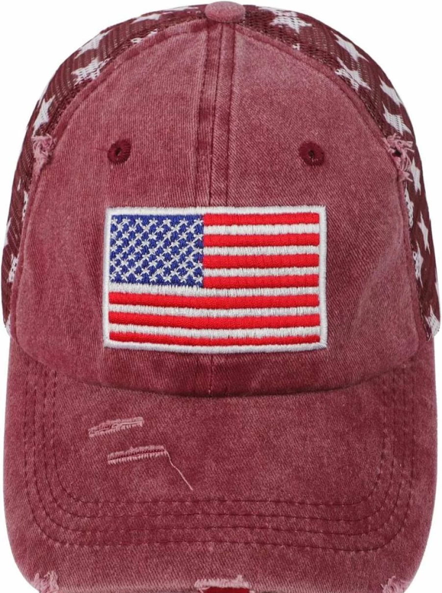 Holiberty American Flag Trucker Hat - UV Protection Adjustable Mesh Cap for Men & Women, Outdoor Golf & Running Sun Visor