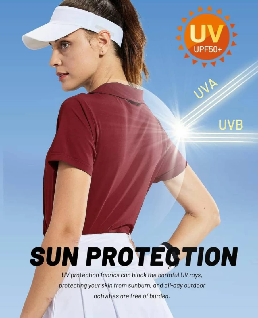 MIER Women's Dry Fit Golf Polo Shirt - Moisture Wicking Collared V-Neck Tennis Top for Women