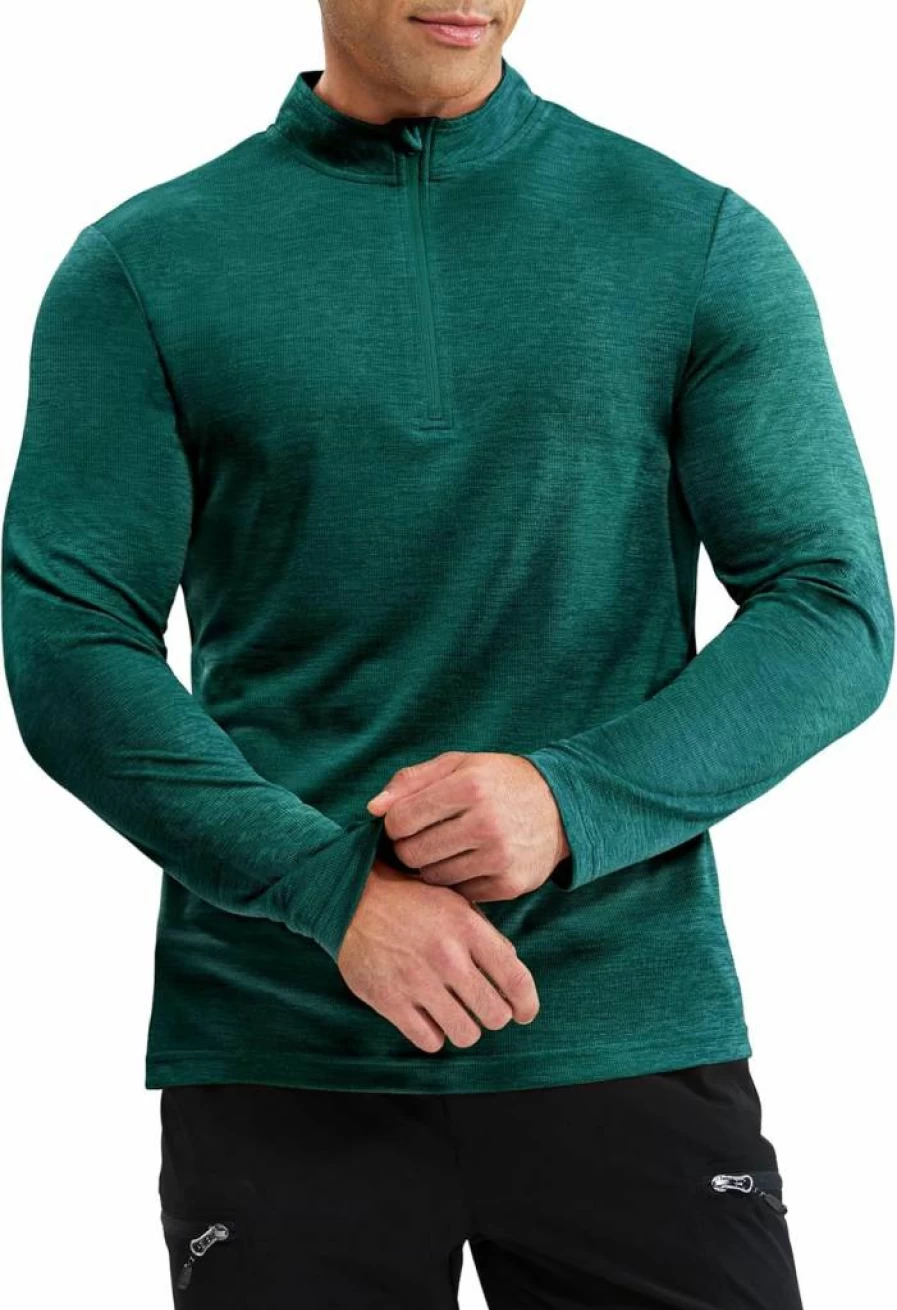 Haimont Men's UPF50+ Lightweight Performance Quarter Zip Pullover for Running, Hiking & Golf - Dry Fit Long Sleeve Athletic Shirt