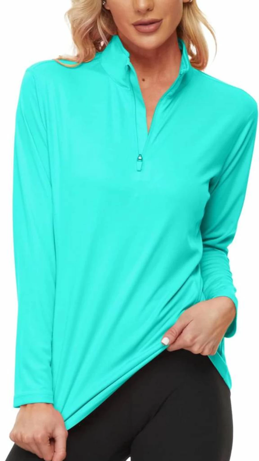 KINGFEN Women's UPF 50+ Sun Protection Shirt - 1/4 Zip Quick-Dry Rash Guard for Hiking, Fishing & Workouts