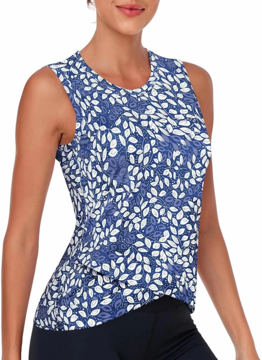 LURANEE Women's Quick Dry Sun Protection Yoga Tank Top - Athletic Gym Crop Sleeveless Shirt for Workouts