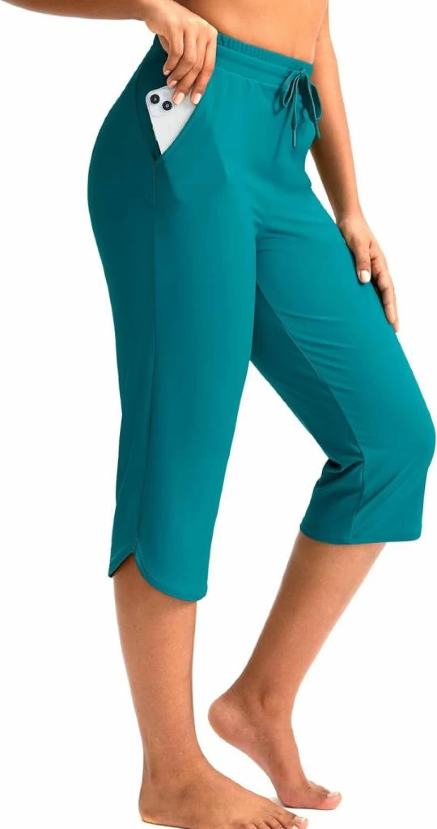 Pudolla Women's Quick Dry UPF 50+ Swim Capris with Pockets - 18" Board Shorts for Swimming & Beach Activities