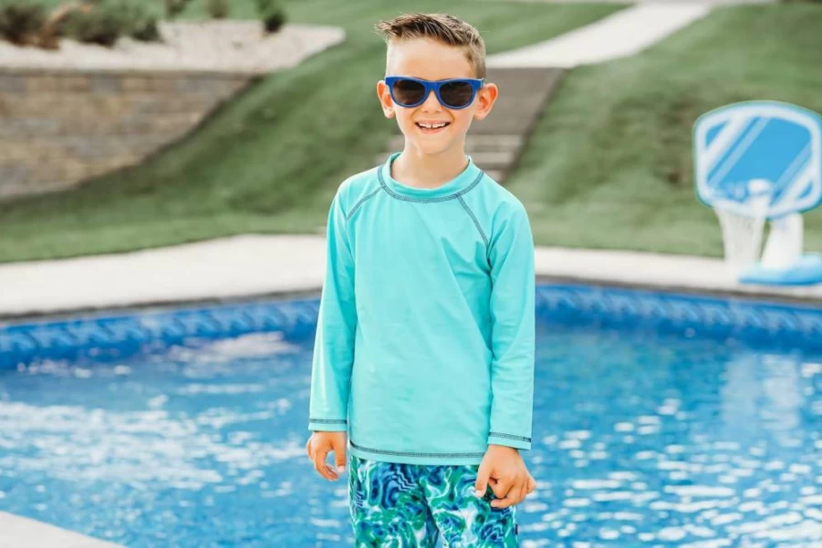 City Threads USA-Made SPF/UPF 50+ Rashguard Swim Shirt for Boys & Girls - Beach & Pool Sun Protection Tee