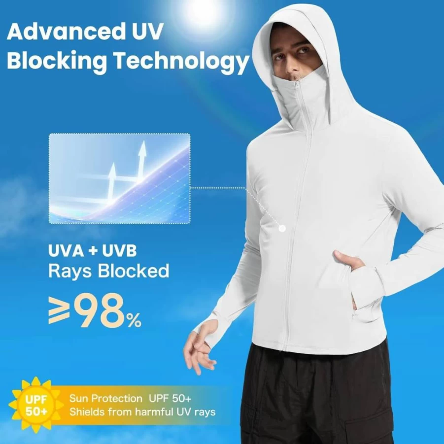 Tesuwel Men's UPF 50+ UV Protection Hoodie - Cooling SPF Fishing & Hiking Shirt with Pockets, Long Sleeve Sun Protective Clothing