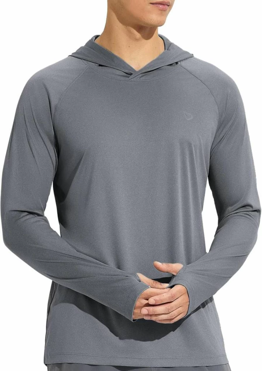 Baleaf Men's UPF 50+ Sun Protection Hoodie - Long Sleeve UV Rash Guard for Fishing, Swimming & Outdoor Activities - Lightweight SPF Shirt