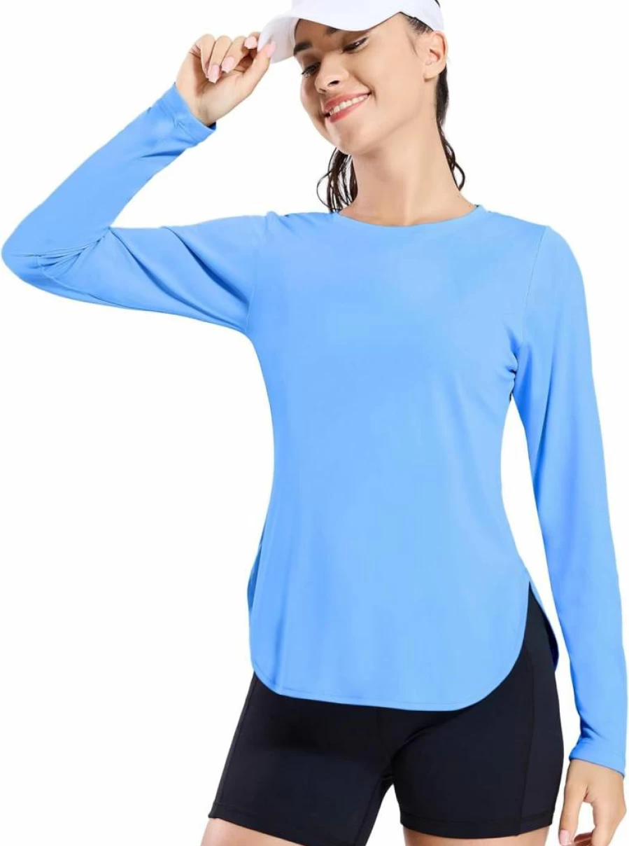 MIER Women's UPF 50+ Sun Protection Long Sleeve Shirt - Lightweight Moisture-Wicking Athletic Top for Running, Hiking & Gym Workouts