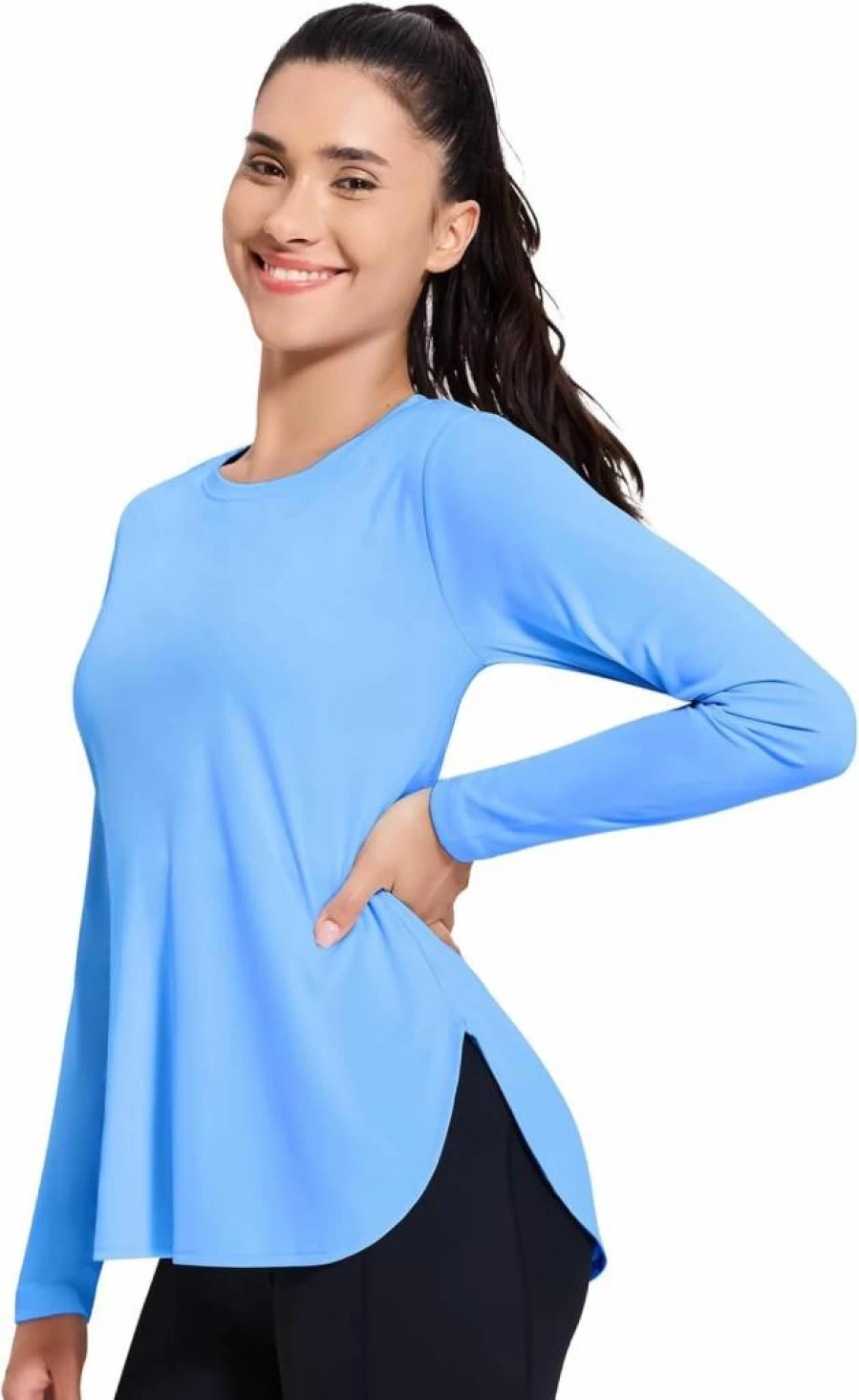 MIER Women's UPF 50+ Sun Protection Long Sleeve Shirt - Lightweight Moisture-Wicking Athletic Top for Running, Hiking & Gym Workouts