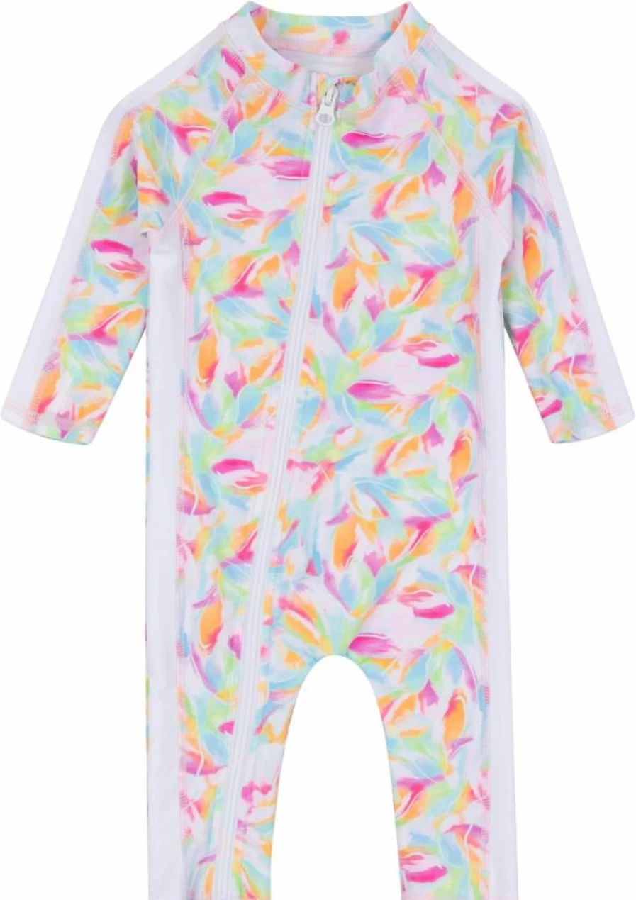 SwimZip Girls' UPF 50+ Long-Sleeve Sun Protection Swimsuit for Baby, Toddler & Kids Rash Guard Swimwear