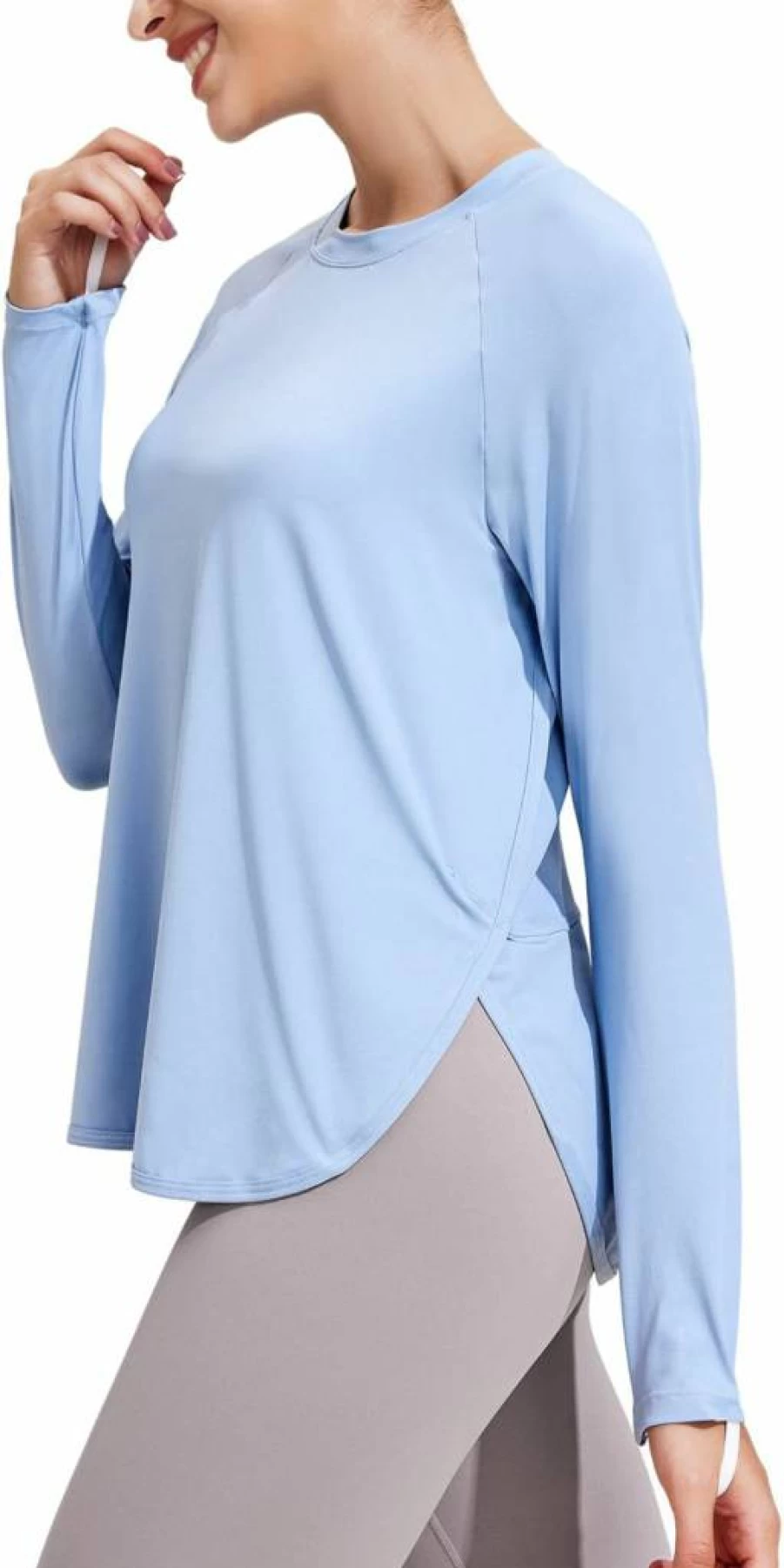PINSPARK Women's UPF 50+ Long Sleeve Workout Shirt - Quick Dry UV Protection Athletic Top for Hiking, Yoga & Sun Safety