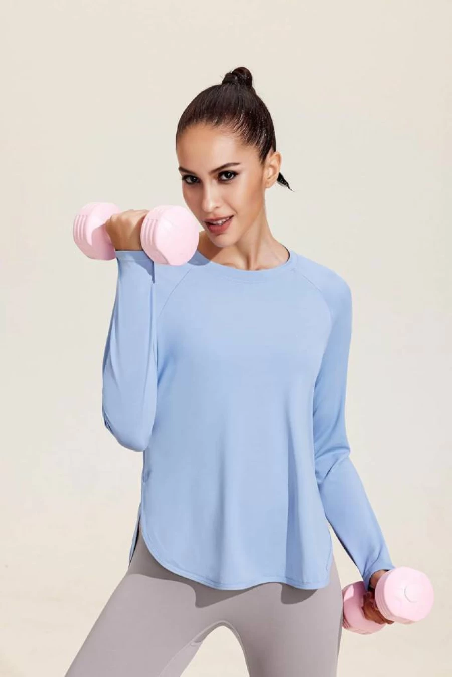 PINSPARK Women's UPF 50+ Long Sleeve Workout Shirt - Quick Dry UV Protection Athletic Top for Hiking, Yoga & Sun Safety