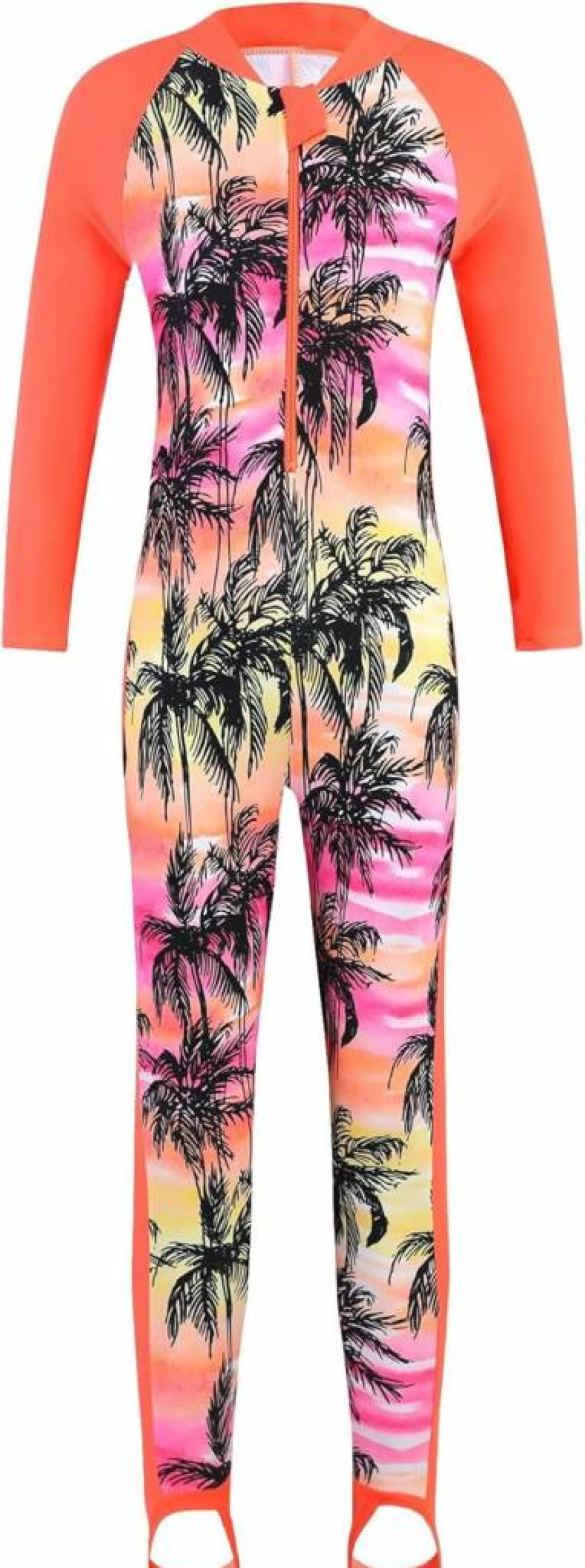TFJH E Girls Long Sleeve UPF 50+ Rashguard Swimsuit with Zipper & Footed Design for Sun Protection
