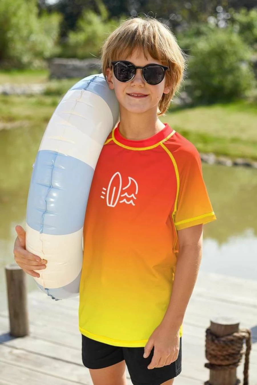 BesserBay Boys UPF 50+ Sun Protection Quick-Dry Rash Guard Shirt for Kids Ages 3-14 Years